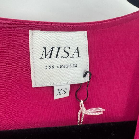 MISA Los Angeles Teget Draped Mini Cocktail Dress Raspberry Pink Size XS NWT - Picture 10 of 11